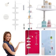 Półka łazienkowa wolnostojąca regulowana teleskopowa narożna biała