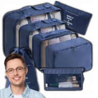 ORGANIZERY PODRÓŻNE DO WALIZKI UBRANIA BUTY BIELIZNA GRANATOWE ZESTAW 10SZT