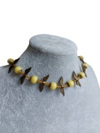 Choker, krótki naszyjnik z jadeitu, mosiądz, skrzydła
