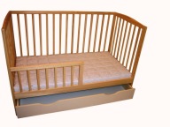 ŁÓŻECZKO/TAPCZANIK DZIECIĘCE Z SZUFLADĄ SOSNOWE + BARIERKA POLSKI PRODUCENT