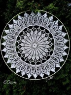 szydełkowa rozeta w obręczy 60cm biel /dekoracja okienna/ rękodzieło Juka