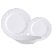 SERWIS OBIADOWY BIAŁY PORCELANOWY 18EL 6 OSÓB KOMPLET ZESTAW TALERZY FALA