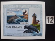 Fauna morza , delfiny i latarnie morskie , Mozambik MNH cięty