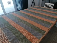 TKANY WEŁNIANY KILIM KAPA NARZUTA PLED ART-DECO FRĘDZLE PASIAK 140 x 210