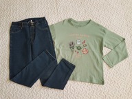 Cool Club bluzka zielona i kwiatki nowa i tregginsy roz 122-128