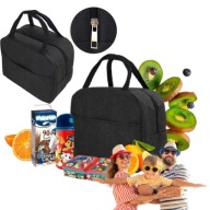 TORBA TERMICZNA ŚNIADANIOWA NA LUNCH JEDZENIE IZOLACYJNA CZARNA PIKNIK