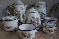 VILLEROY&BOCH NACZYNIA EMALIOWANE FRENCH GARDEN ROANNE POZIOMKI VINTAGE HIT