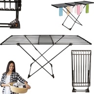 SUSZARKA NA PRANIE STOJĄCA TELESKOPOWA SKŁADANA CZARNA NA KÓŁKACH