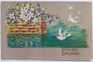 Fiołki Gołębie Kwiaty 1906r. Litografia z841