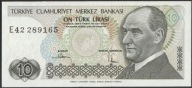 Turcja 10 lirasi 1986 - Ataturk - Mustafa Kemal - stan bankowy UNC