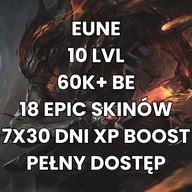 KONTO LEAGUE OF LEGENDS LOL SMURF EUNE 10 LVL 60K+ BE XP BOOSTY 18 SKINÓW