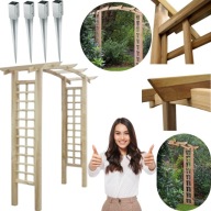 STABILNA PERGOLA DREWNIANA TARASOWA OGRODOWA KWIETNIK SOLIDNA ŁUK 210cm