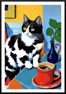A2 PLAKAT DO KUCHNI KAWIARNI COFFEE KAWA Z KOTEM KOT