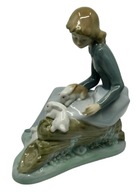 NAO LLADRO Porcelanowa figurka dziewczynki z króliczkami Wys.17 cm
