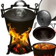 Kociołek emaliowany żeliwny węgierski garnek myśliwski ognisko grill 10 l