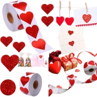 Naklejki Na Rolce Serca Serce czerwone 500 Sztuk NA DZIEŃ KOBIET Rocznica