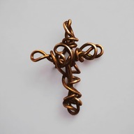 Unikalny artystyczny krzyżyk z czystej miedzi