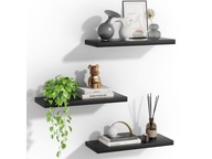 3 sztuki PÓŁKI 40x15cm BIAŁE CZARNE DĄB WISZĄCE ŚCIANE SALONU KUCHNI MEBLE