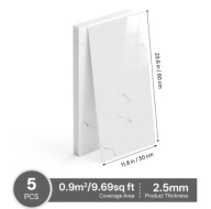 SAMOPRZYLEPNE PANEL biały MARMUR 100 szt PCV ŚCIENNE PANELE LAMINAT 30X60