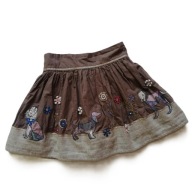 MONSOON spódniczka z wełną patchworkowe naszywki pieski kotek 122/128 cm