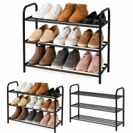 METALOWY REGAŁ NA BUTY CZARNY PÓŁKA NA BUTY 3 POZIOMOWA METALOWY 63x28x60cm