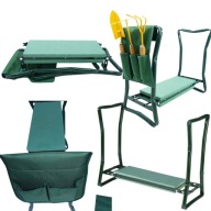 KRZESŁO OGRODOWE SKŁADANE METALOWE 3W1 KLĘCZNIK TABORET PRZYBORNIK 150KG