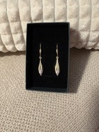 Kolczyki złote 585, żółte z białym, cyrkonie, 2g, piękne sople!