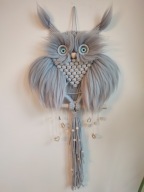 MAKRAMA SOWA 35x70 DEKORACJA PREZENT SÓWKA OZDOBA NA ŚCIANĘ