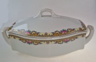 Waza zdobiona różami Ćmielów 16x37x22 cm z pokrywką