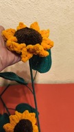 Słonecznik szydełkowy handmade – dekoracja stojąca, kwiat na prezent 40 cm