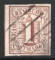 Niemcy Hamburg 1859 rok Mi 2 Księstwa Niemieckie Wartość 140 USD