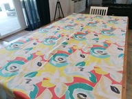 BAWEŁNIANA ZASŁONA KUPON MATERIAŁU ART DECO KWIATY 135 x 258