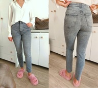 Spodnie jeansy szare marmurki wysoka talia Reserved r.S 36