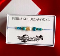 Bransoletka z kamieniami szlachetnymi - Perła i Apatyt