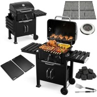 GRILL WĘGLOWY OGRODOWY DUŻY ŻELIWNY RUSZT Z POKRYWĄ + PŁYTĄ WĘDZARNIA KÓŁKA