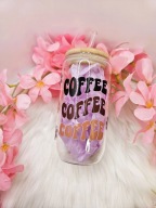 Kubek szklanka 500ml kawa mrożona iced coffee słomka i pokrywka handmade