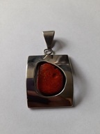 Ogromny stary srebrny wisior z kamieniem