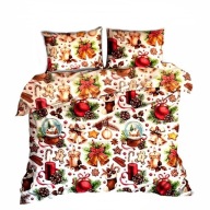 pościel bawełna lux 140x200 1x70x80 guzik B 561-1 magia świąt ecru