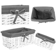 KOSZYK WIKLINOWY KOSZYCZEK KOSZ ORGANIZER ŁAZIENKA BIAŁY DUŻY POJEMNY 30CM