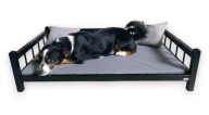Legowisko dla psa kanapa czarna drewniana łóżko + materac + poduszki XL 80