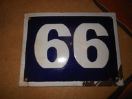 EMALIOWANA WYPUKŁA TABLICZKA Z NR 66 LUB 99