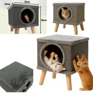 DRAPAK DLA KOTA LEGOWISKO DOMEK STABILNY BUDKA POSŁANIE + ZABAWKA DLA KOTÓW
