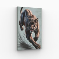 Obraz na Płótnie 40x70cm Drapieżna Pantera w Ruchu Kot Natura Wild Hit