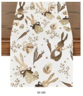 Bieżnik 183x33cm WIELKANOC ZAJĄCZKI BRĄZOWE PISANKI BAZIE B3-180