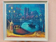 STARY DUŻY OBRAZ PŁÓTNO, sygnowany ,,PARYŻ '' Richard Friis (1924)