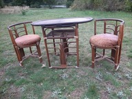 ZESTAW MEBLI OGRODOWYCH TARAS BALKON STOLIK +2 KRZESŁA RATTAN RATAN NATURAL