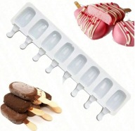 FORMA SILIKONOWA DO LODÓW FOREMKI FORMY LODY 8 GNIAZD+PATYCZKI 50 SZTUK