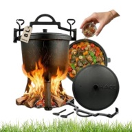 KOCIOŁEK ŻELIWNY EMALIOWANY 8L MYŚLIWSKI WĘGIERSKI GARNEK OGNISKO GRILL