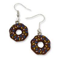 Kolczyki PĄCZKI Brązowe Zabawne DONUTY z Lukrem Kreatywny PREZENT Posypka