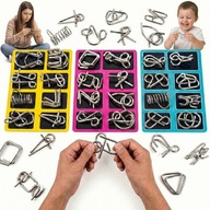 Łamigłówki Metalowe ZESTAW Zagadki Logiczne Druty IQ Edukacyjne DLA DZIECI